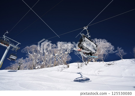 View of King 3rd Quad Lift from the forest course of Niseko Tokyu Grand Hirafu slope 125530080