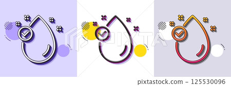 Vitamin E line icon. Halftone dotted pattern. Gradient icon with grain shadow. Oil drop sign. Line vitamin E icon. Various designs. Vector 125530096