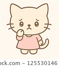 Illustration of a cat with a sad face 125530146