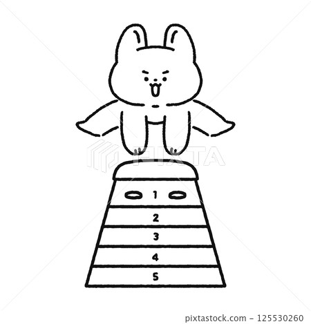 兔子跳過盒子-線條畫 125530260