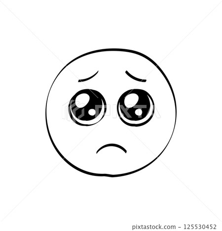 含淚的Emoji表情-簡單可愛的手繪含淚哭臉設計素材 125530452