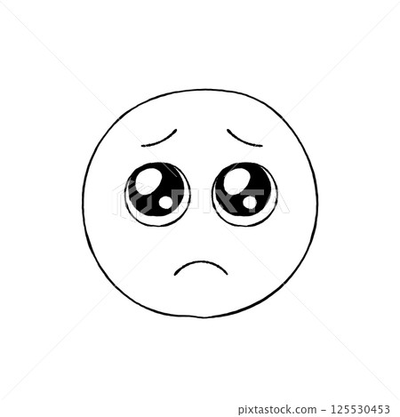 含淚的Emoji表情-簡單可愛的手繪含淚哭臉設計素材 125530453