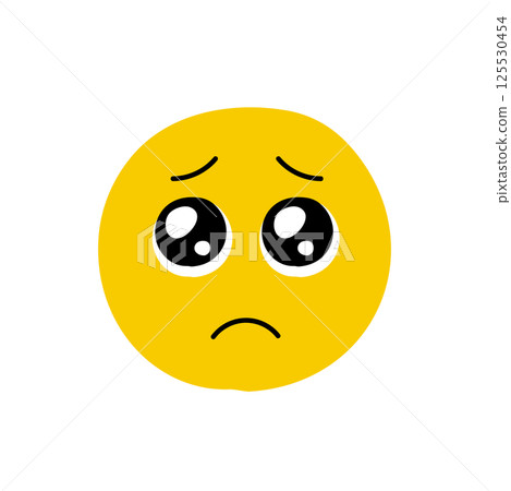 含淚的Emoji表情-簡單可愛的手繪含淚哭臉設計素材 125530454