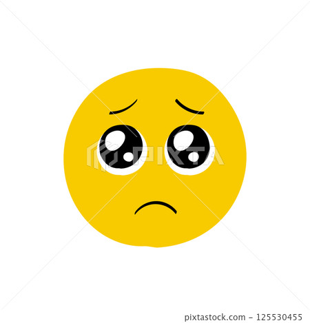 含淚的Emoji表情-簡單可愛的手繪含淚哭臉設計素材 125530455