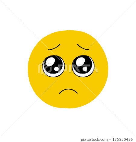 含淚的Emoji表情-簡單可愛的手繪含淚哭臉設計素材 125530456