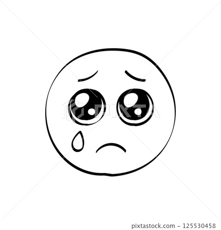 含淚的Emoji表情-簡單可愛的手繪含淚哭臉設計素材 125530458