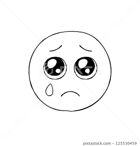 含淚的Emoji表情-簡單可愛的手繪含淚哭臉設計素材 125530459