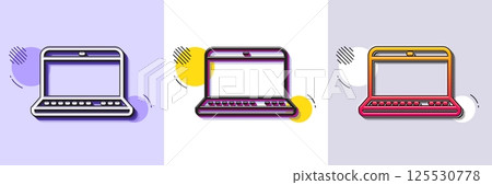 Laptop computer icon. Halftone dotted pattern. Gradient icon with grain shadow. Notebook sign. Portable personal computer symbol. Line notebook icon. Various designs. Vector Laptop computer icon. Halftone dotted pattern. Gradient icon with grain shadow. Notebook sign. Portable personal computer symbol. Line notebook icon. Various designs. Vector 125530778