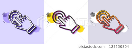 Touchscreen gesture line icon. Halftone dotted pattern. Gradient icon with grain shadow. Click hand sign. Push action symbol. Line touchscreen gesture icon. Various designs. Vector Touchscreen gesture line icon. Halftone dotted pattern. Gradient icon with grain shadow. Click hand sign. Push action symbol. Line touchscreen gesture icon. Various designs. Vector 125530804