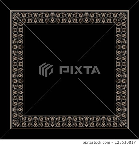 Vintage decorative golden frame. Gold Decorative border frame deco vector label. Square floral european pattern frame arabesque. Elegant element for square surfaces, laser cutting, invitation, textile Vintage decorative golden frame. Gold Decorative border frame deco vector label. Square floral european pattern frame arabesque. Elegant element for square surfaces, laser cutting, invitation, textile 125530817