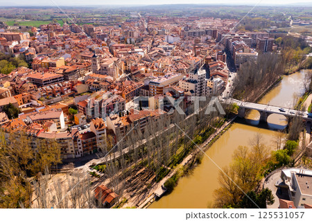 Aerial photo of Aranda de Duero with view of Duero river Aerial photo of Aranda de Duero with view of Duero river 125531057
