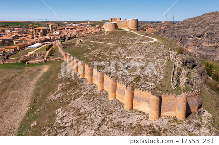 Drone photo of Berlanga de Duero's castle and town Drone photo of Berlanga de Duero's castle and town 125531231