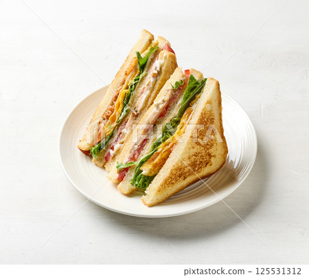 club sandwich on plate club sandwich on plate 125531312