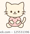 Illustration of a cat sitting and smiling 125531396