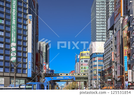 Urban Scene with Overpass and Colorful Cityscape, Tokyo Dec 10 2024 125531854