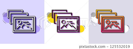 Photo album line icon. Halftone dotted pattern. Gradient icon with grain shadow. Image thumbnail sign. Picture gallery placeholder symbol. Line photo album icon. Various designs. Vector Photo album line icon. Halftone dotted pattern. Gradient icon with grain shadow. Image thumbnail sign. Picture gallery placeholder symbol. Line photo album icon. Various designs. Vector 125532019