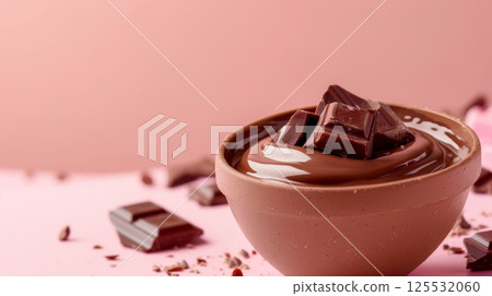 Chocolate fondue cake dessert topping cream flat on bowl Chocolate fondue cake dessert topping cream flat on bowl 125532060