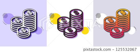 Coins money line icon. Halftone dotted pattern. Gradient icon with grain shadow. Banking currency sign. Cash symbol. Line coins icon. Various designs. Vector Coins money line icon. Halftone dotted pattern. Gradient icon with grain shadow. Banking currency sign. Cash symbol. Line coins icon. Various designs. Vector 125532067