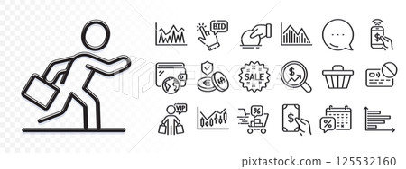 Donate, Investment and Financial diagram line icons for web app. Glare of light effect. Message icon. Pack of Vip shopping, Currency audit, Savings insurance pictogram icons. Vector 125532160