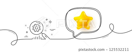 Search statistics line icon. Continuous line with 3d star. Find analysis sign. 3d star in speech bubble. Search statistics single line ribbon. Loop curve pattern. Vector Search statistics line icon. Continuous line with 3d star. Find analysis sign. 3d star in speech bubble. Search statistics single line ribbon. Loop curve pattern. Vector 125532211