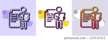 Job interview document line icon. Halftone dotted pattern. Gradient icon with grain shadow. CV file page sign. Office workflow symbol. Line job interview icon. Various designs. Vector Job interview document line icon. Halftone dotted pattern. Gradient icon with grain shadow. CV file page sign. Office workflow symbol. Line job interview icon. Various designs. Vector 125532311