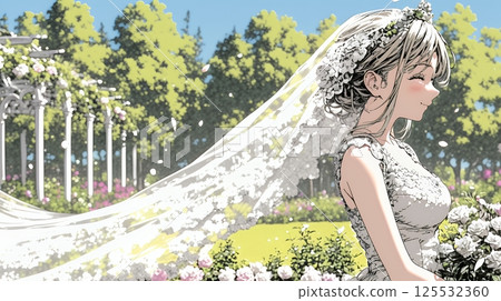 穿著白色婚紗的新娘：六月新娘 125532360