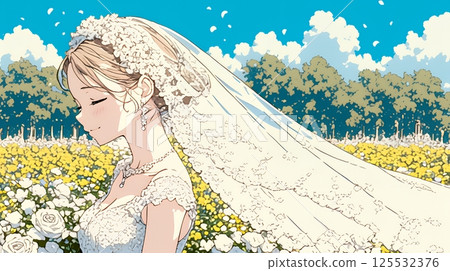 穿著白色婚紗的新娘:六月新娘 穿著白色婚紗的新娘:六月新娘 125532376