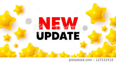 New update winner banner with 3d stars. Golden stars banner. New update icon. Special offer sign. Important information available symbol. Review rate background. Vector New update winner banner with 3d stars. Golden stars banner. New update icon. Special offer sign. Important information available symbol. Review rate background. Vector 125532418