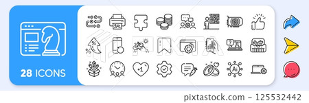 Faq, Mountain bike and Notebook service line icons. Interest rate, AI generate, Inflation icons. Pack of Chat bubble, Gpu, Seo strategy icon. Toolbox, Meeting time, Print image pictogram. Vector 125532442