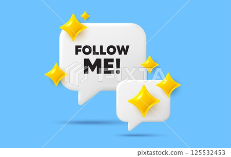 Follow me chat speech bubble. Social media concept. Follow me tag. Special offer sign. Super offer symbol. 3d sparkles chat bubble. Vector 125532453
