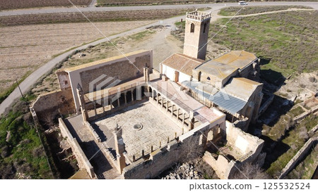Aerial view of ruins of monastery of Avinganya 125532524