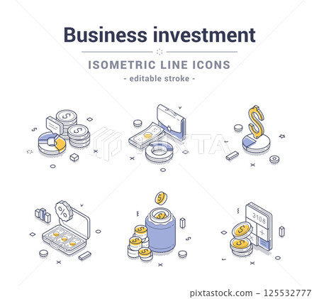 Collection of isometric line icons illustrating business investment concepts and strategies Collection of isometric line icons illustrating business investment concepts and strategies 125532777