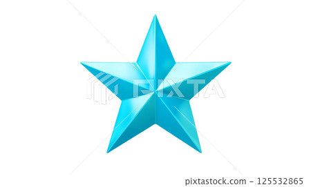 Realistic isolated glossy light blue star. Bright toy plastic design shiny 3d, vibrant color tones. Abstract cover illustration. Holiday childish fun 125532865
