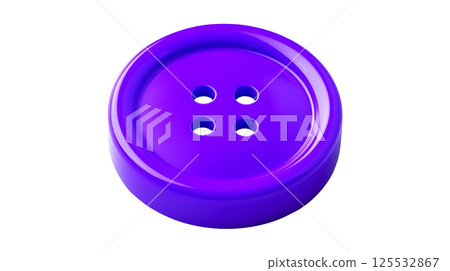 Clothes button, violet or purple color icon. Detailed realistic plastic sewing button isolated. Png Clothes button, violet or purple color icon. Detailed realistic plastic sewing button isolated. Png 125532867