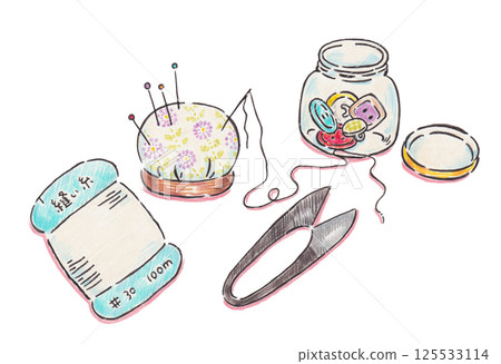 Illustration of sewing tools 125533114