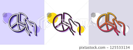 Pie chart line icon. Halftone dotted pattern. Gradient icon with grain shadow. Presentation graph sign. Market analytics symbol. Line pie chart icon. Various designs. Vector 125533134