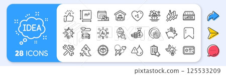 Rise price, Honeymoon travel and Storage line icons. Interest rate, AI generate, Inflation icons. Pack of Video conference, Parcel tracking, Dishes icon. Vector Rise price, Honeymoon travel and Storage line icons. Interest rate, AI generate, Inflation icons. Pack of Video conference, Parcel tracking, Dishes icon. Vector 125533209