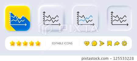 Diagram chart line icon. Neumorphic, Flat shadow, 3d buttons. Presentation graph sign. Market analytics symbol. Line diagram chart icon. Social media icons. Vector 125533228