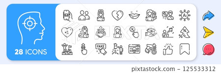 Broken heart, Cyber attack and Delivery man line icons. Interest rate, AI generate, Inflation icons. Pack of Oculist doctor, Mail app, Fake information icon. Vector Broken heart, Cyber attack and Delivery man line icons. Interest rate, AI generate, Inflation icons. Pack of Oculist doctor, Mail app, Fake information icon. Vector 125533312