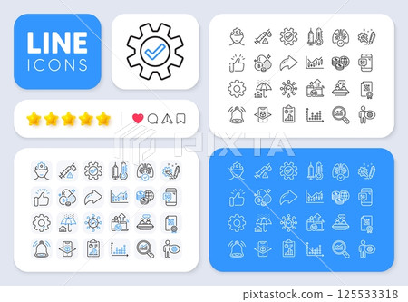5g phone, Thermometer and Dot plot line icons for web app. Message, Share, Like social media icons. Pack of Service, Engineering, Report pictogram icons. Vector 5g phone, Thermometer and Dot plot line icons for web app. Message, Share, Like social media icons. Pack of Service, Engineering, Report pictogram icons. Vector 125533318