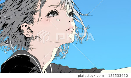 年輕女子專注地凝視遠方 125533430