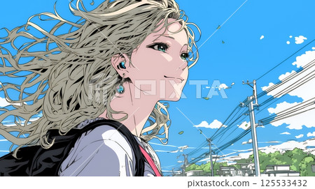 年輕女子專注地凝視遠方 125533432