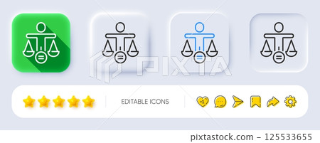 Equality line icon. Neumorphic, Flat shadow, 3d buttons. Gender ethics sign. Equal scales balance symbol. Line ethics icon. Social media icons. Vector Equality line icon. Neumorphic, Flat shadow, 3d buttons. Gender ethics sign. Equal scales balance symbol. Line ethics icon. Social media icons. Vector 125533655