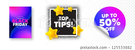 Top tips photo frame 3d stars. Discount sticker banner. Top tips tag. Education faq sign. Best help assistance. Black friday poster. Promo background. Vector Top tips photo frame 3d stars. Discount sticker banner. Top tips tag. Education faq sign. Best help assistance. Black friday poster. Promo background. Vector 125533882
