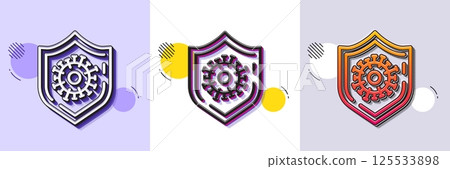Coronavirus protection line icon. Halftone dotted pattern. Gradient icon with grain shadow. Covid-19 pandemic virus sign. Corona virus symbol. Line coronavirus protection icon. Various designs. Vector 125533898