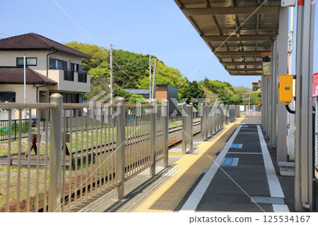 Clear sky and Hitachinaka Seaside Railway/Ajigaura Station (Hitachinaka City, Ibaraki Prefecture, Japan) Clear sky and Hitachinaka Seaside Railway/Ajigaura Station (Hitachinaka City, Ibaraki Prefecture, Japan) 125534167
