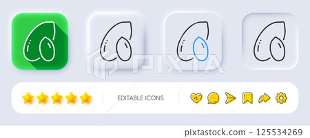 Peanut line icon. Neumorphic, Flat shadow, 3d buttons. Tasty nut sign. Vegan food symbol. Line peanut icon. Social media icons. Vector 125534269