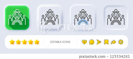 Inclusion line icon. Neumorphic, Flat shadow, 3d buttons. Equity culture sign. Lgbt rainbow symbol. Line inclusion icon. Social media icons. Vector 125534281