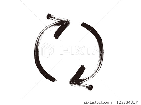 Hand-drawn arrows that look like they were drawn with a brush. Circle arrows. Hand-drawn arrows that look like they were drawn with a brush. Circle arrows. 125534317