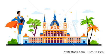 Travel to Spain - colorful flat design style illustration 125534392